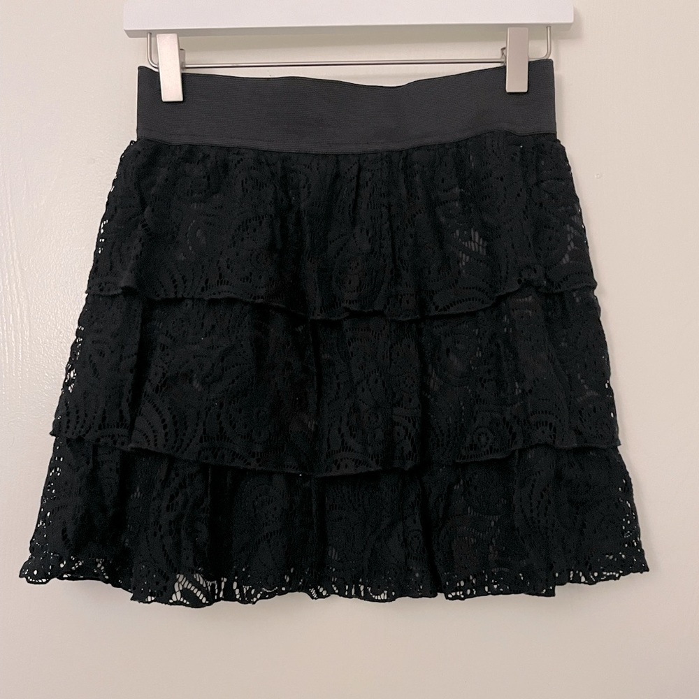 bossinistyle elastic waist lace mini skirt black